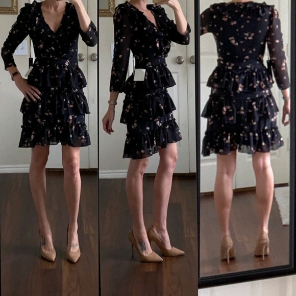 Lulus Dresses & Skirts - NWT Lulu’s black pink floral ruffle dress